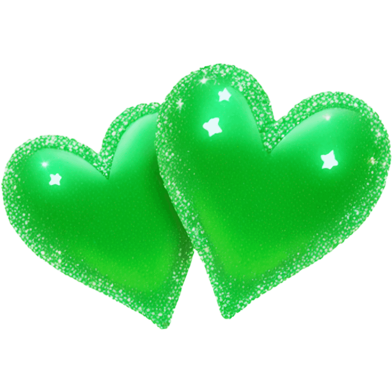 Three small green hearts with sparkles emoji