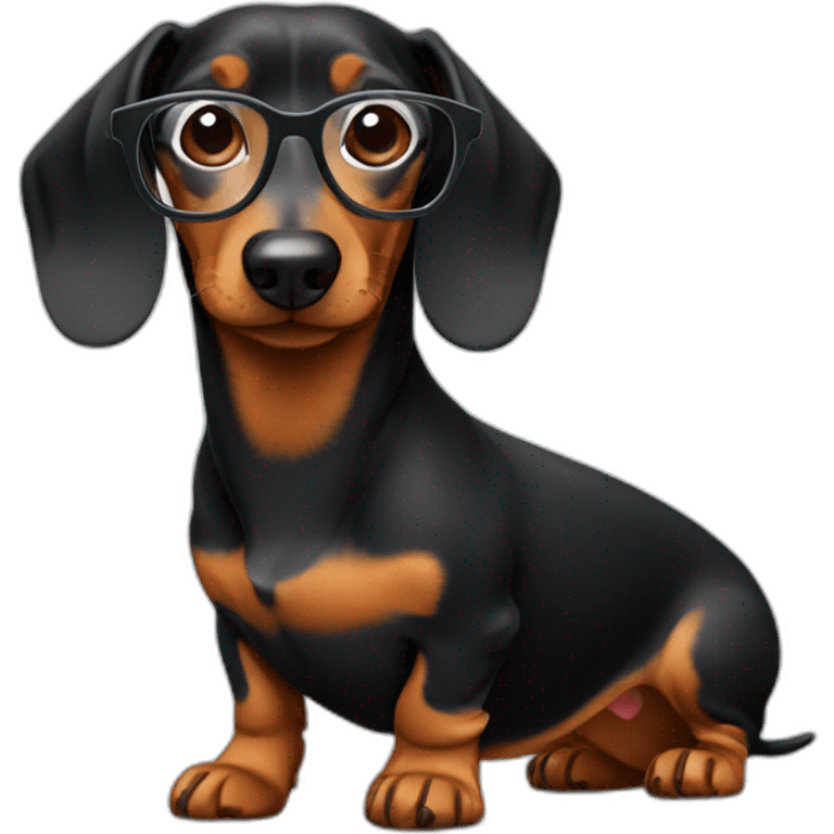 dachshund with glasses emoji