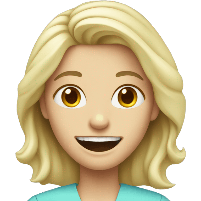 blonde woman dentist with braces emoji