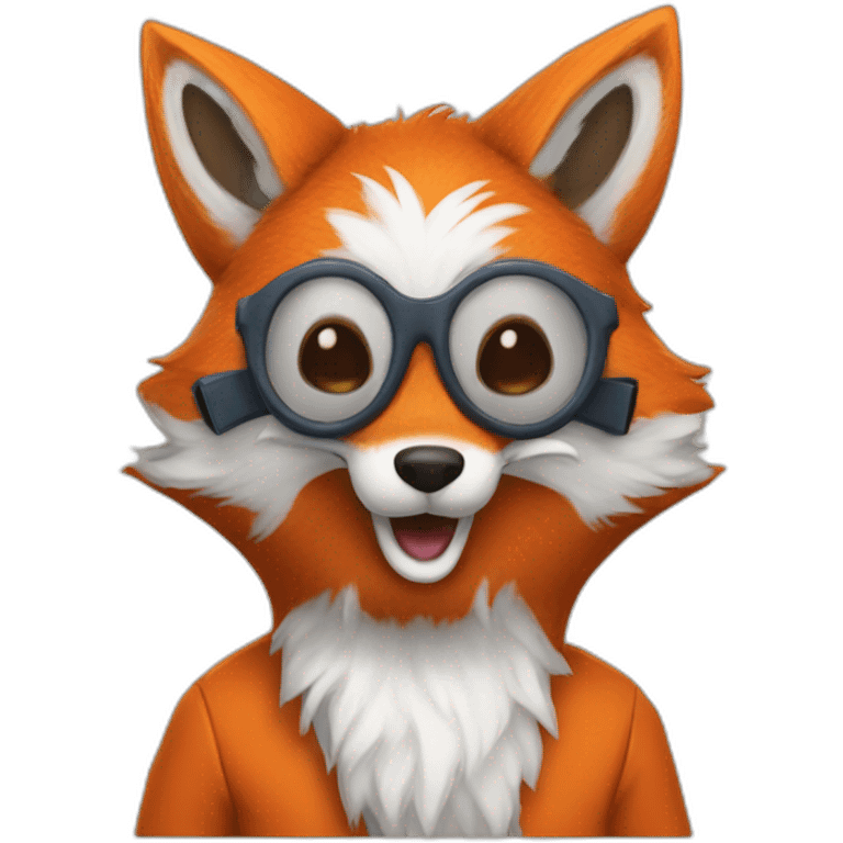 Fox dressed as a buffoon emoji