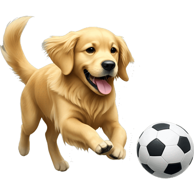 Golden retriever playing soccer emoji