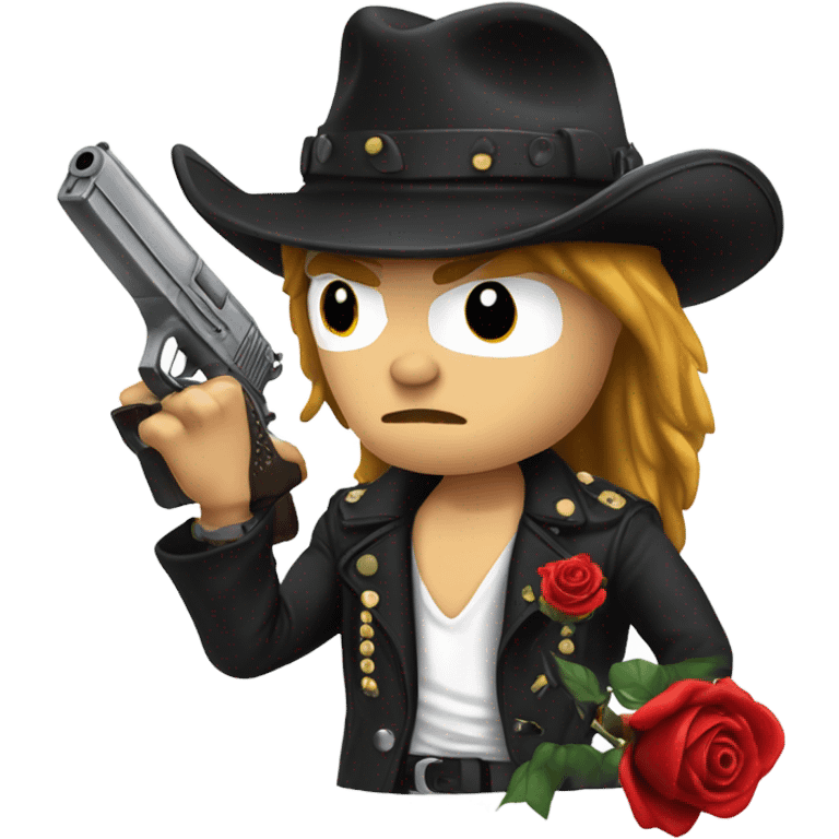 Axl Rose with a rose and a gun realistic emoji