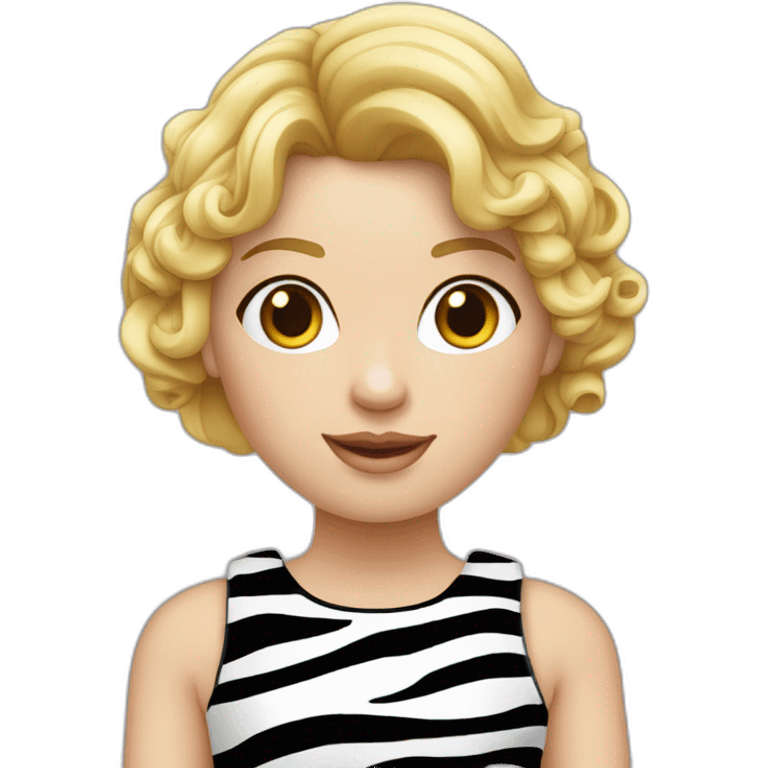 Meisje met krullen en een zebra jurk blond haar emoji