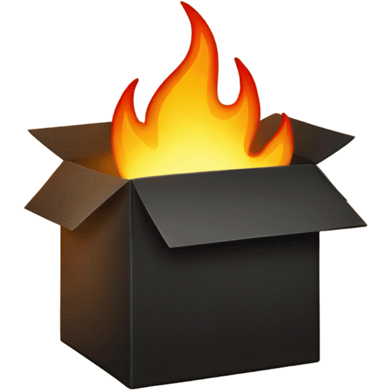 black carboard box with fire in it emoji