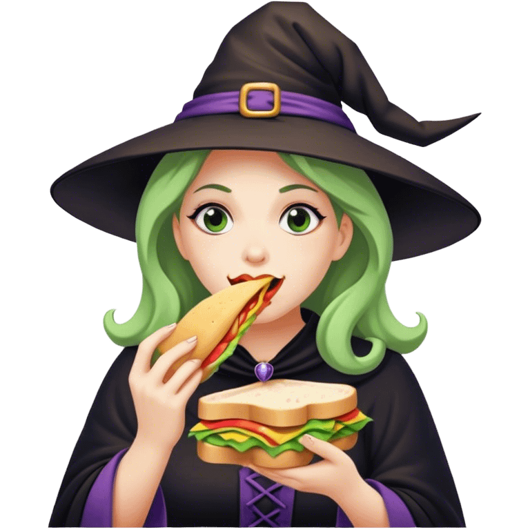 A witch eating a sandwich  emoji