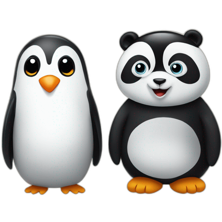 Panda and penguin  emoji