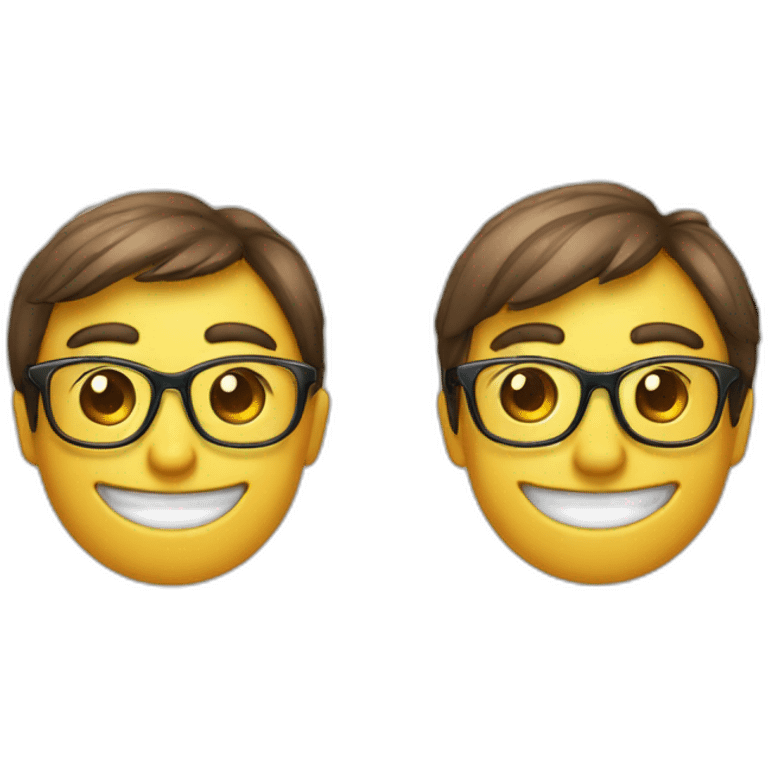 two smiley emojis side byside one wearing  glasses, and smiling the other not wearing glasses andfrowning emoji