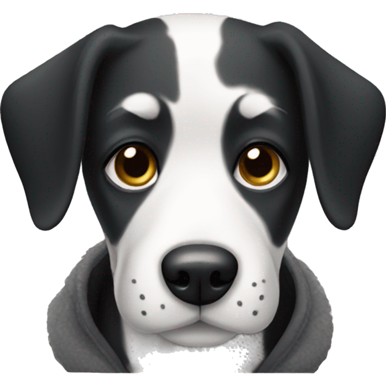 Black and white dog with coat emoji