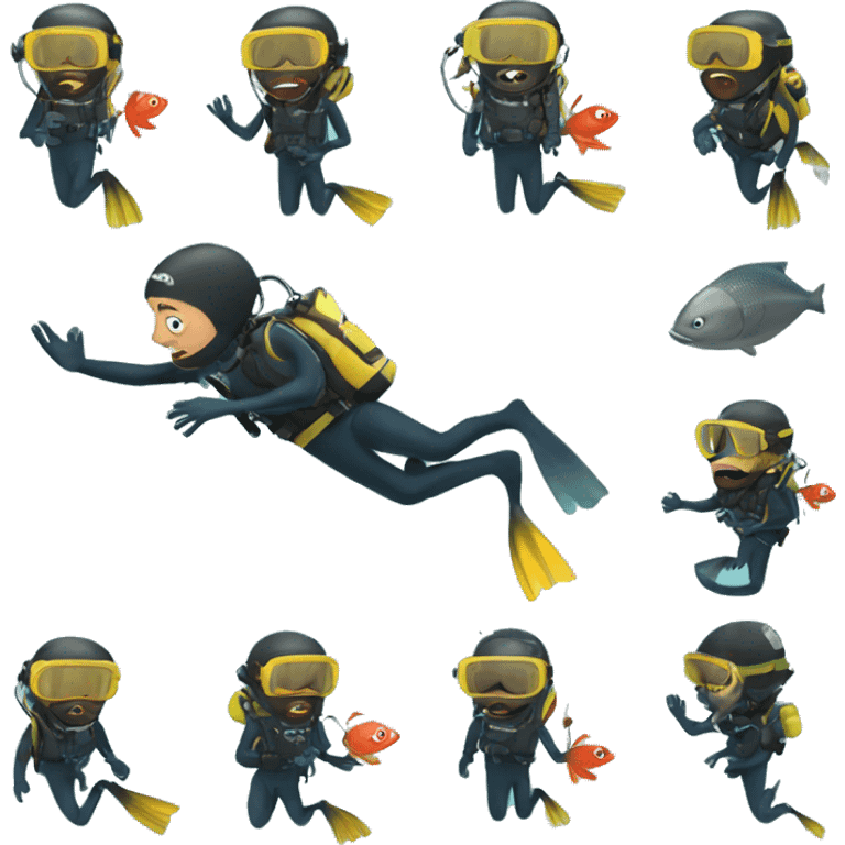 Scuba diver attacked by small fish emoji