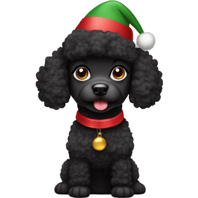 Black poodle wearing Christmas hat emoji