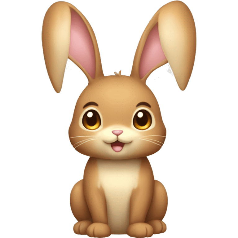 Cute Shiny Brown-Beige Fakémon-Bunny full body emoji