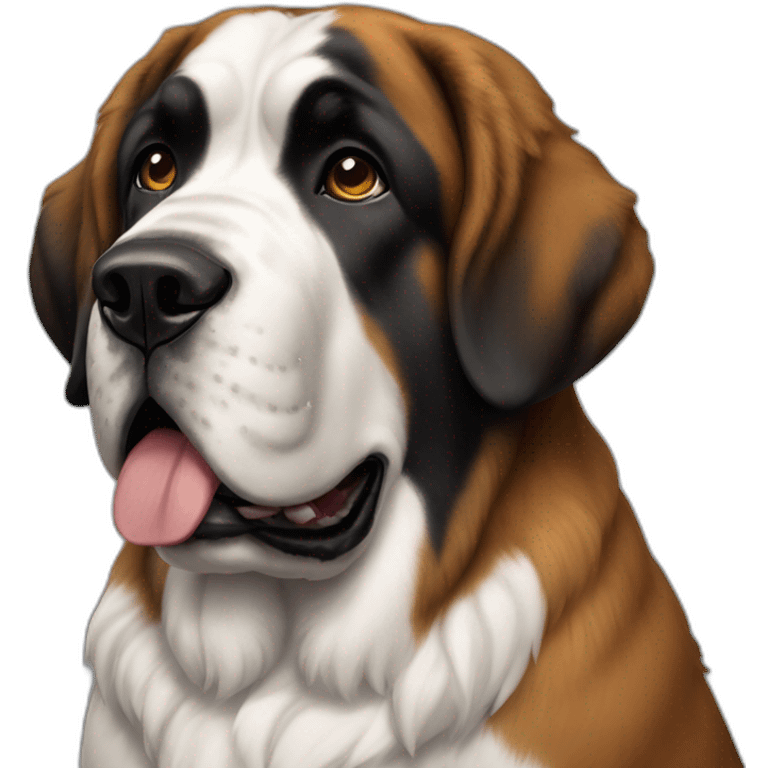 Saint Bernard dog with a dark head and a white stripe on the nose emoji