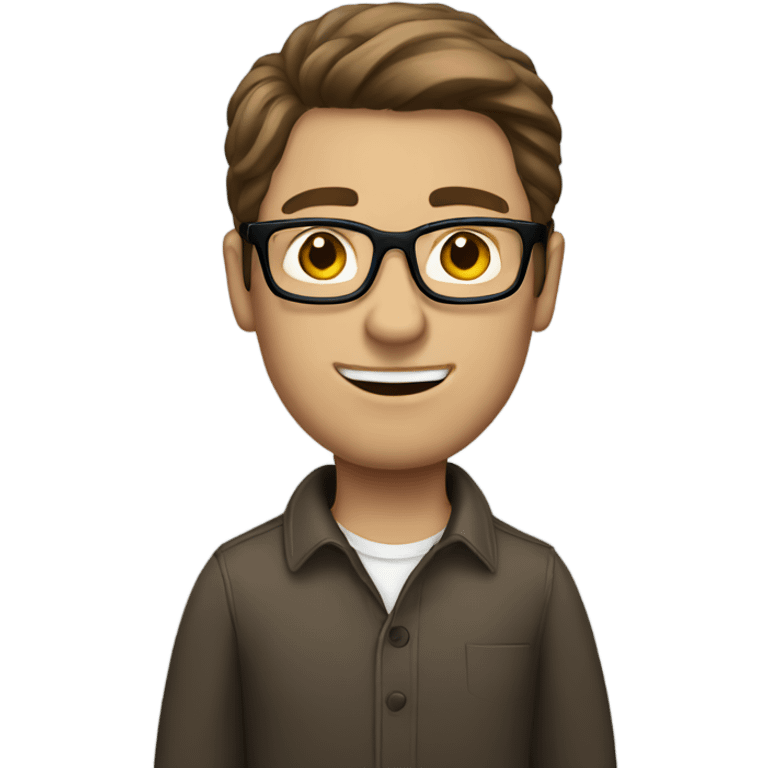 brown haired white man with glasses emoji