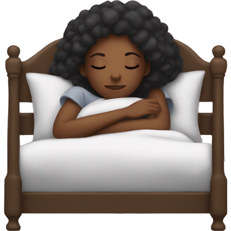 Black girl sleeping in her bed  emoji