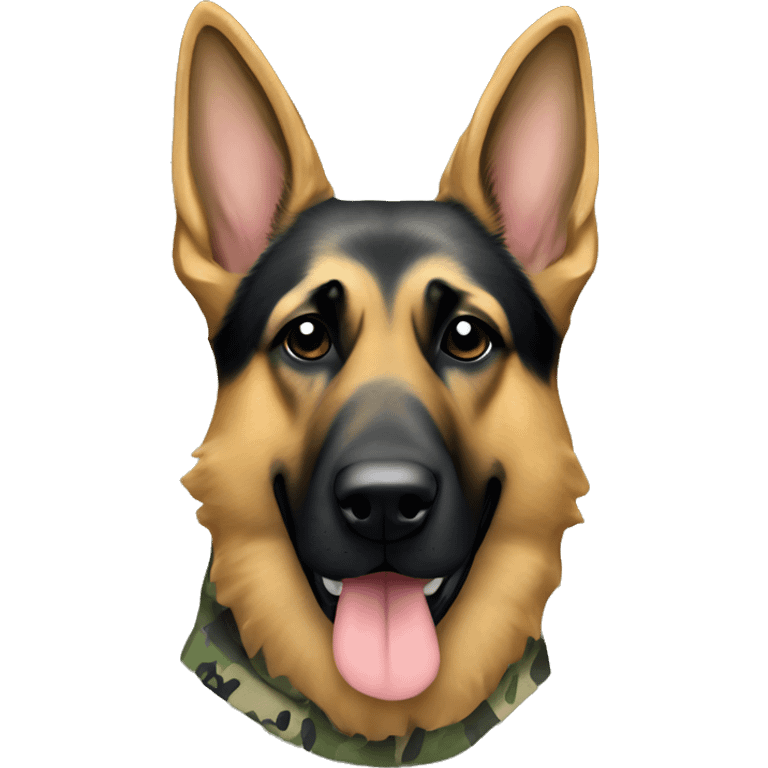 German shepherd with a camo bow  emoji