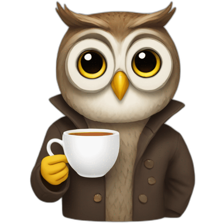 Owl writer who loves drinking tea emoji