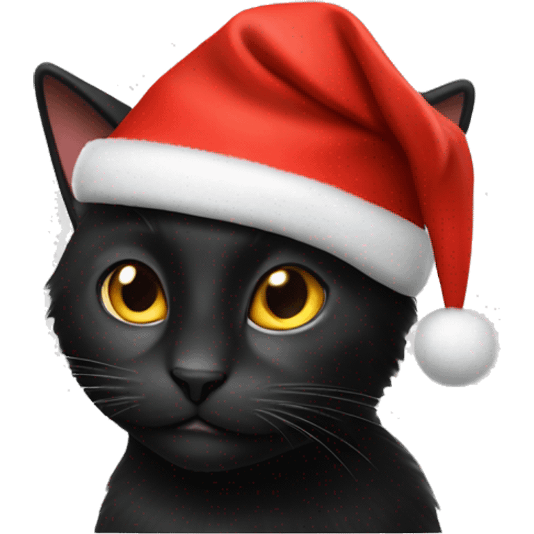 Black cat in christmas’s hat  emoji