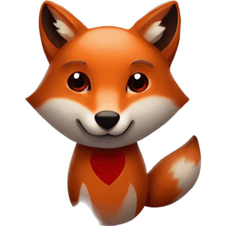 dark red fox face with tiny red heart instead of eyes emoji