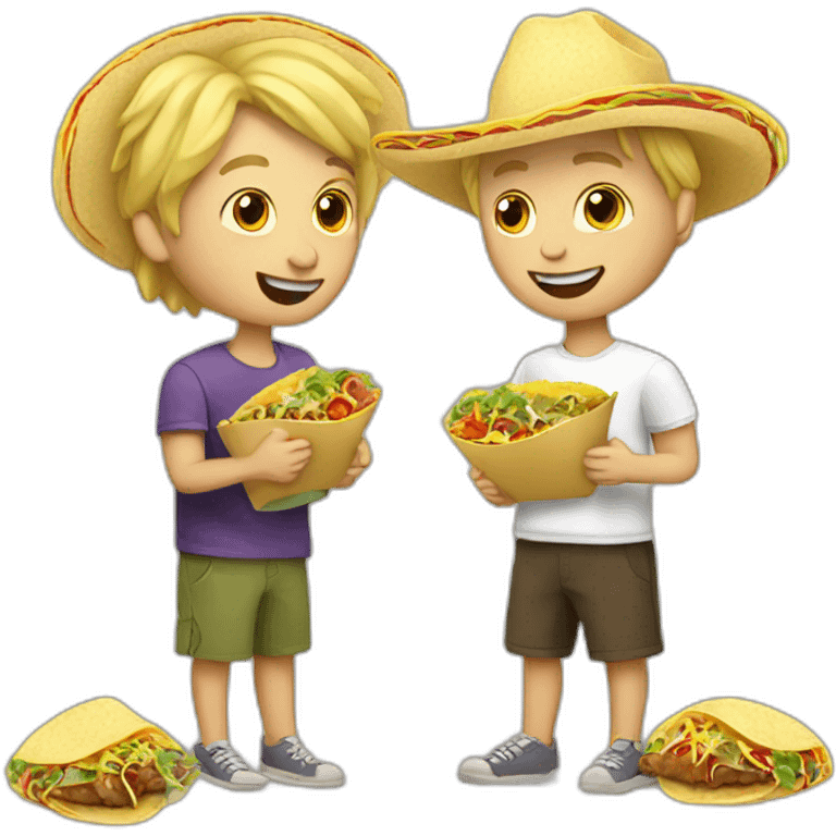 Blond man and cat eating tacos emoji