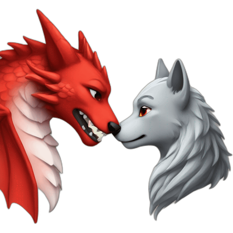 red dragon and wolf love emoji