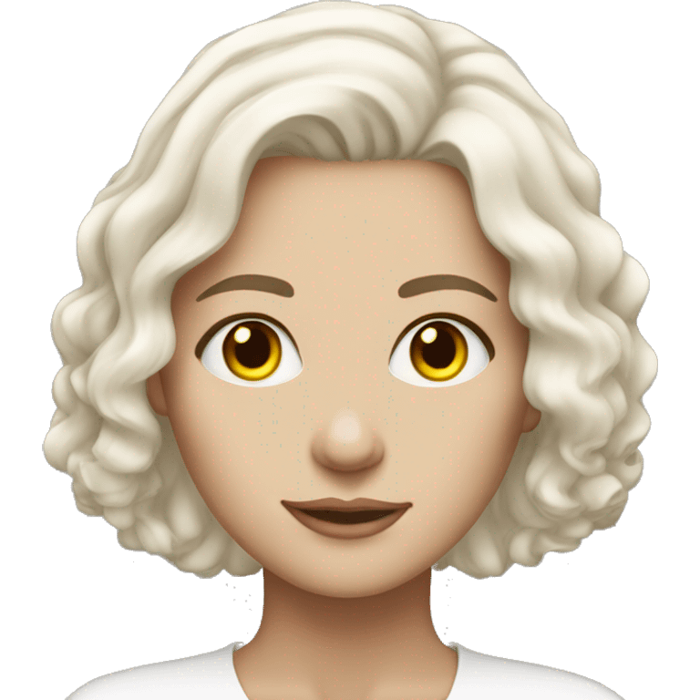 White woman- hazel eyes - white medium length hair emoji