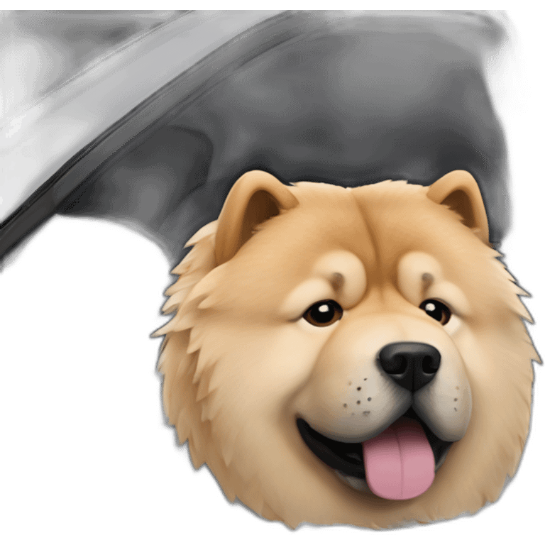 chow chow inside black tesla model 3 emoji