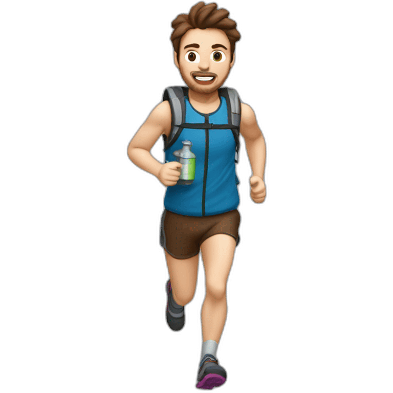 trail runner with brown hair and Running Vest with flasks emoji