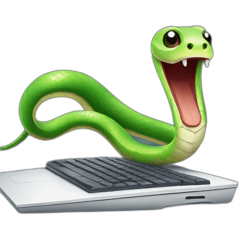 funny snake near the computer emoji