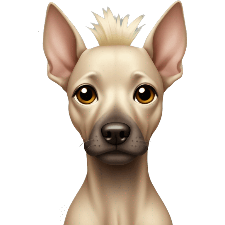 Hairless dog with dark brown skin xoloitzcuintle and a short spare blonde mohawk  emoji