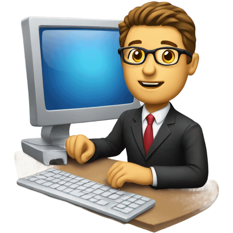 business man on his computer emoji