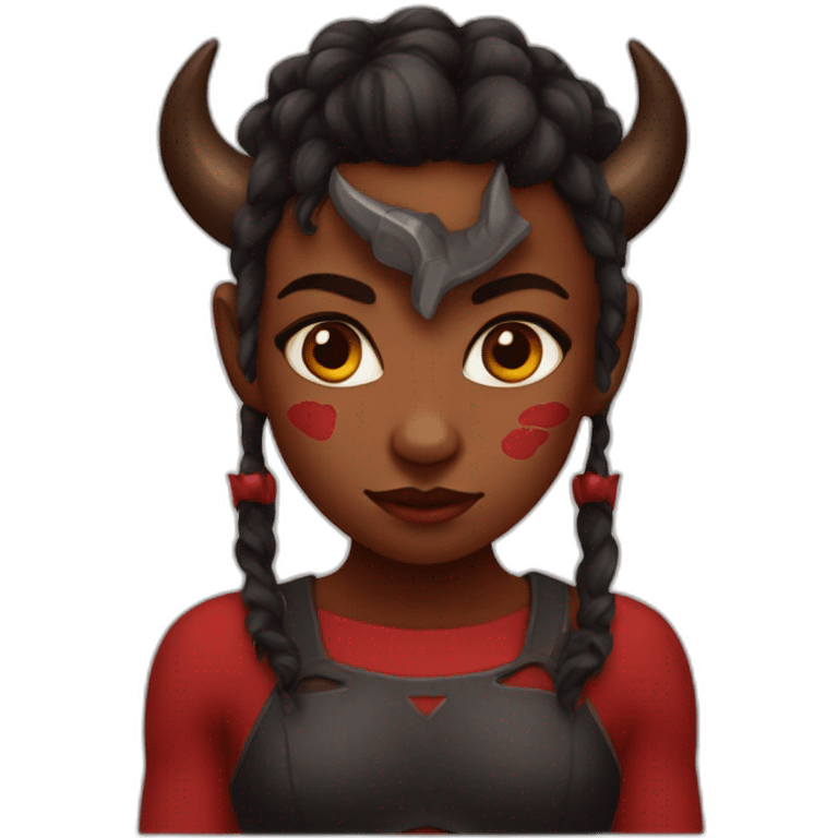 Black and red girl Minotaur emoji