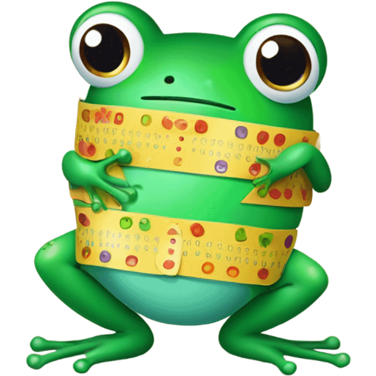 Little Frog with 3 band aids on belly emoji