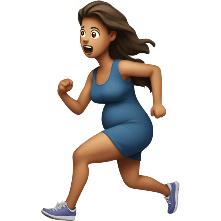 scared pregnant lady running make her very pregnant  emoji