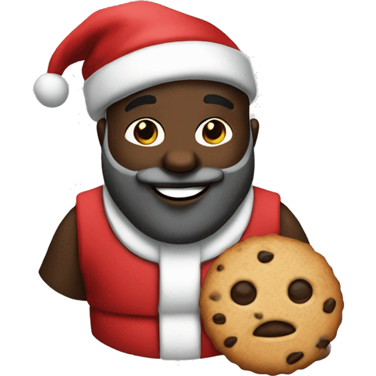 black santa with a cookie emoji