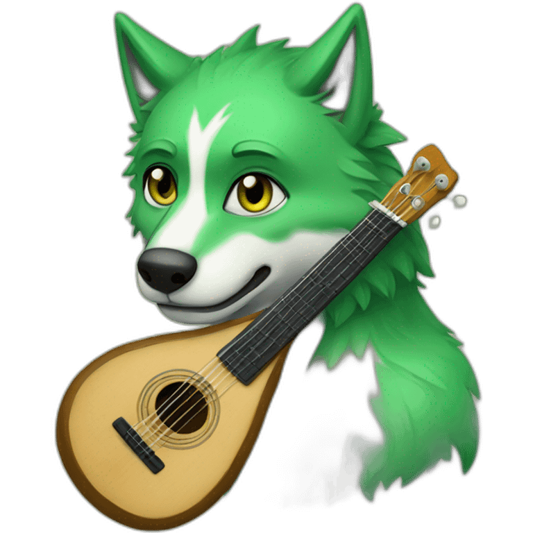 Green. Wolf. Balalaika emoji