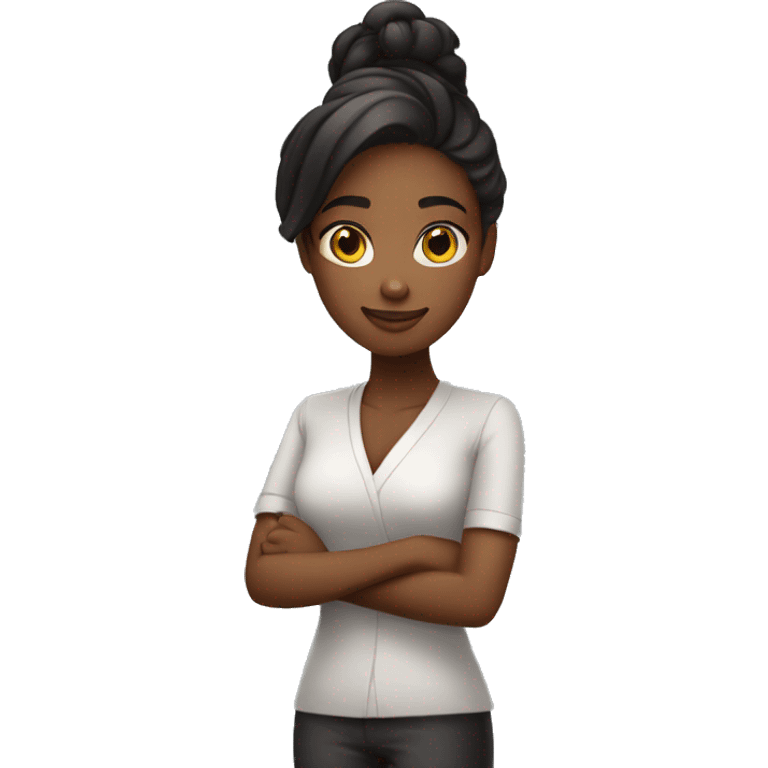 black pretty and beautiful software developper girl crossing arms emoji