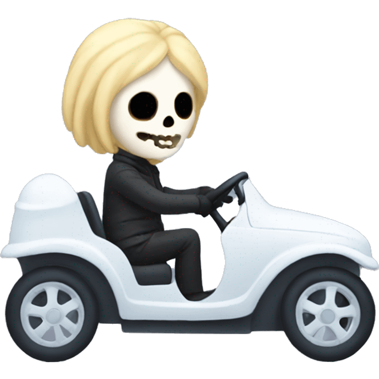 Blonde skeleton driving in the snow emoji