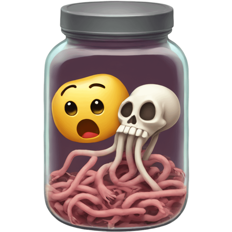 Sad jar of worms crying next to heart skeleton emoji