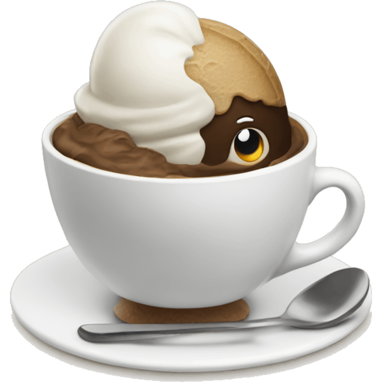 A cup of coffee eating ice cream emoji