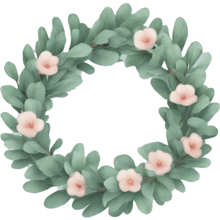 a pastel colored eucalyptus wreath emoji