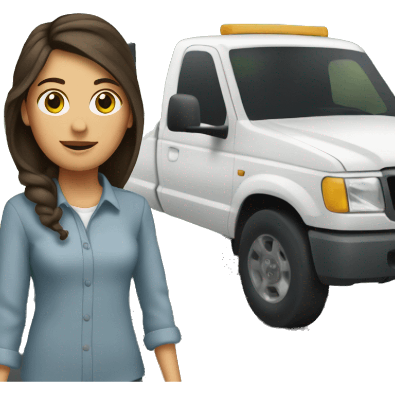 Brunette driving a truck emoji