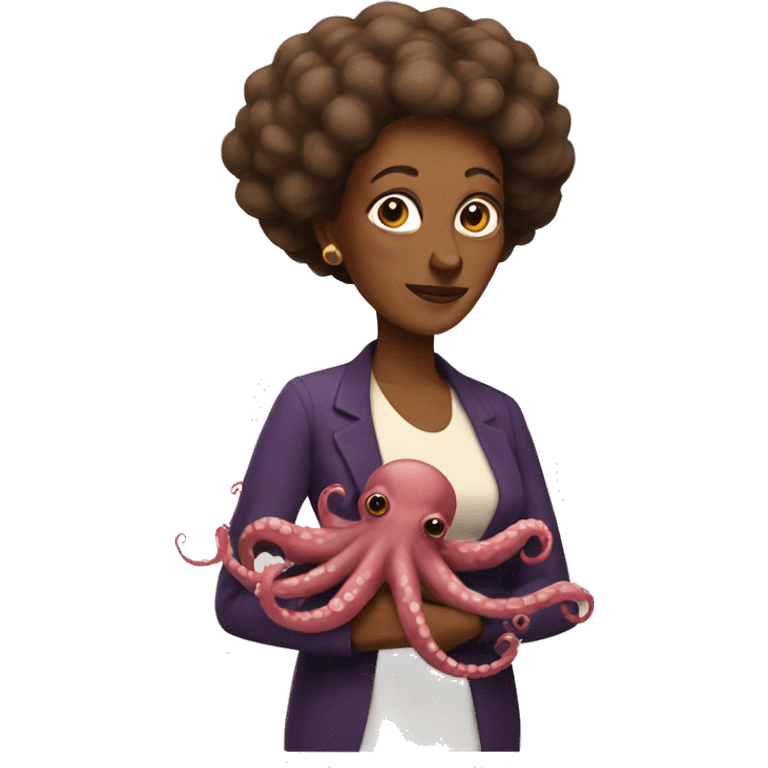 middle aged brown woman with big octopus arms emoji