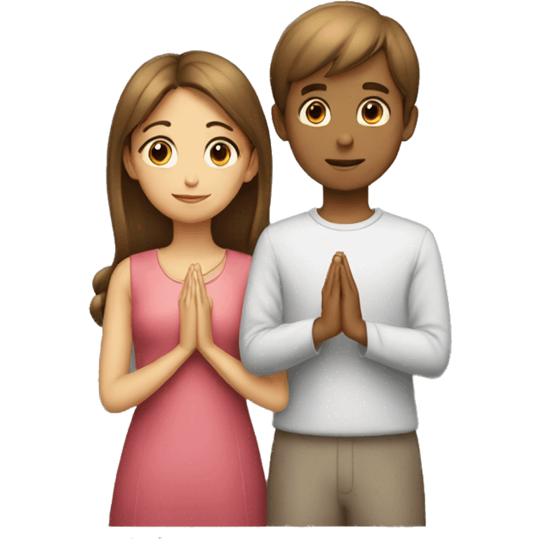 A girl and a boy praying  emoji