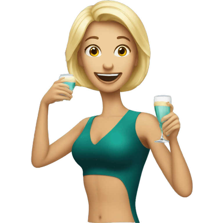 a blonde woman cheersing emoji