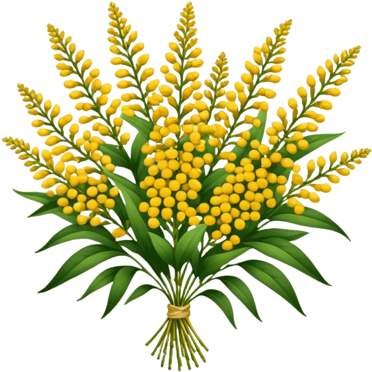 big bouquet Goldenrod, luxuriant, stem, leaf emoji