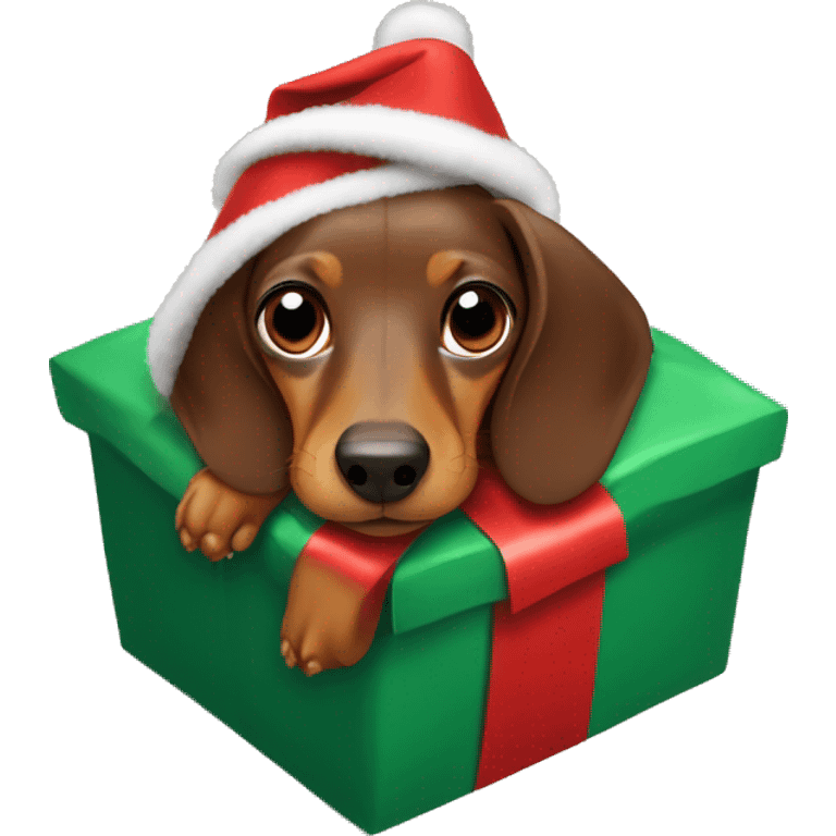 Brown Dachshund wrapped up like a Christmas present  emoji