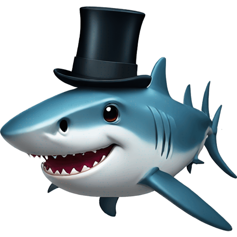 Shark with a top hat emoji