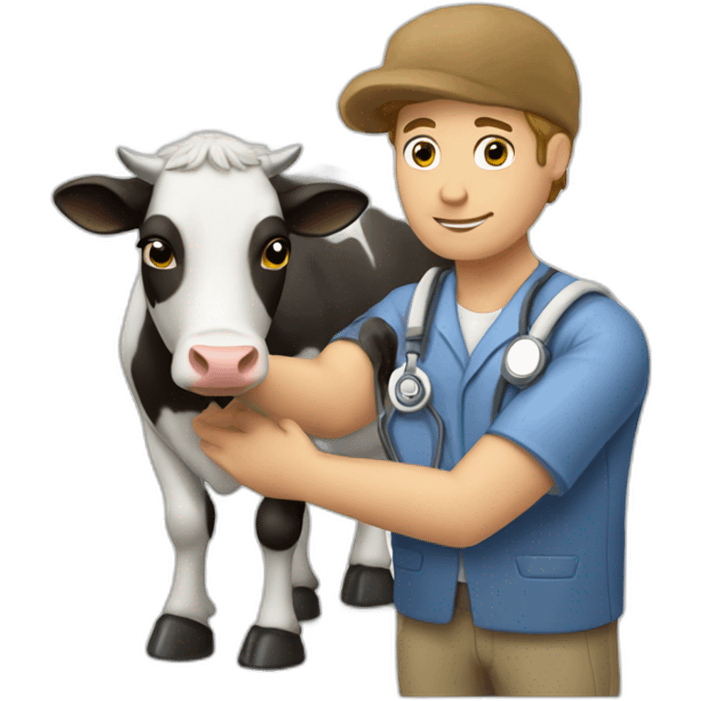 Vet-man-petting-cow emoji