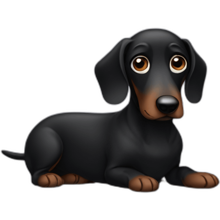 sad black sausage dog emoji