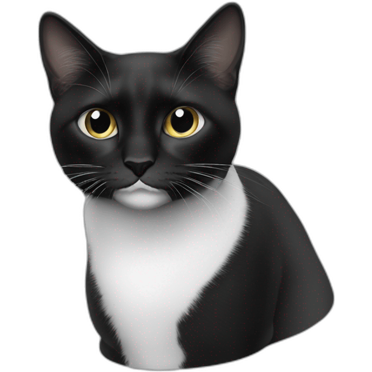 chat blanc et noir à long nez emoji